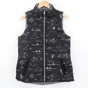 Polo Ralph Lauren Women's Reversible Golf Puffer Down Vest Black/White Sz M